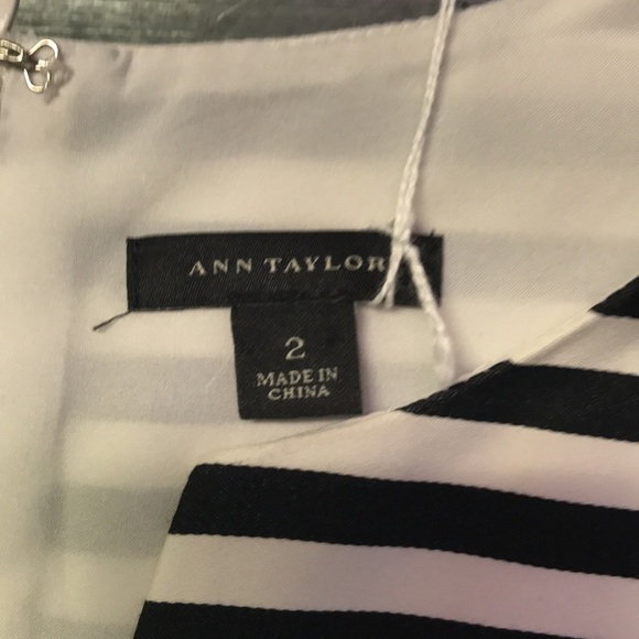 Ann Taylor Striped V Neck Black and White Dress Size 2 - Picture 2 of 2